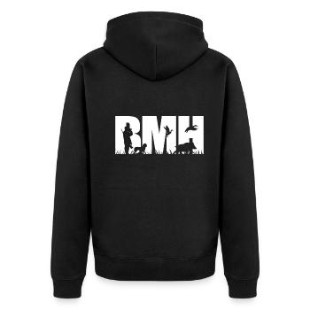 BMH BAVARIAN MOUNTAIN HOUND Hunting Dogs Wilsigns - Unisex Premium Organic Zip Hoodie - black - Back - Nico (187cm)