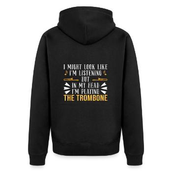 Trombone trombonist - Unisex Premium Organic Zip Hoodie - black - Back - Nico (187cm)