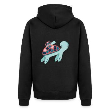 Schildkröte - Unisex Premium Bio Zip Hoodie - Schwarz - Hinten - Nico (187cm)