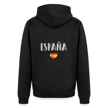 Spanien Fußball Trikot Spanische Flagge - Unisex Premium Bio Zip Hoodie - Schwarz - Hinten - Nico (187cm)