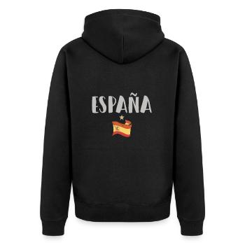 Spanien Fußball Trikot Spanische Flagge - Unisex Premium Bio Zip Hoodie - Schwarz - Hinten - Nico (187cm)