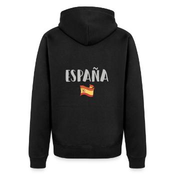 Spanien Fußball Trikot Spanische Flagge - Unisex Premium Bio Zip Hoodie - Schwarz - Hinten - Nico (187cm)