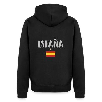 Spanien Fußball Trikot Spanische Flagge - Unisex Premium Bio Zip Hoodie - Schwarz - Hinten - Nico (187cm)