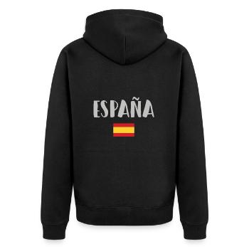 Spanien Fußball Trikot Spanische Flagge - Unisex Premium Bio Zip Hoodie - Schwarz - Hinten - Nico (187cm)