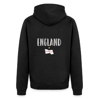 England Fußball Trikot Englische Flagge - Unisex Premium Bio Zip Hoodie - Schwarz - Hinten - Nico (187cm)