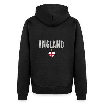 England Fußball Trikot Englische Flagge - Unisex Premium Bio Zip Hoodie - Schwarz - Hinten - Nico (187cm)