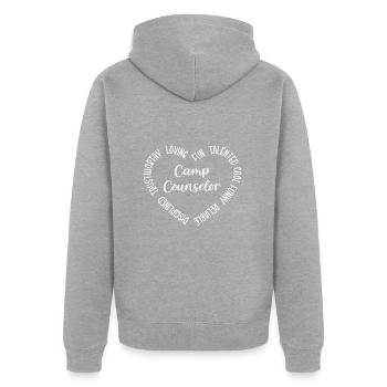 Zeltlager Leiter Sommercamp - Unisex Premium Bio Zip Hoodie - Grau meliert - Hinten - Nico (187cm)