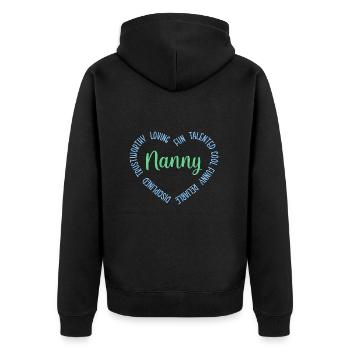 Nanny Babysitterin Tagesmutter - Unisex Premium Bio Zip Hoodie - Schwarz - Hinten - Nico (187cm)