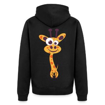 Giraffe Cartoon Jaune Sourire Unique - Veste à capuche bio Premium Unisexe - noir - Dos - Nico (187cm)