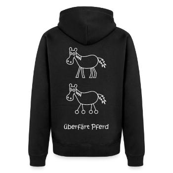 überfärt Pferd, überfahren, Pferd Pferd mit Rädern - Unisex Premium Bio Zip Hoodie - Schwarz - Hinten - Nico (187cm)