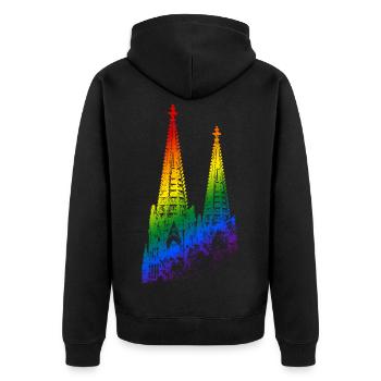 Cathédrale de Cologne LGBTQ Pride Rainbow Silhouette Cologne - Veste à capuche bio Premium Unisexe - noir - Dos - Nico (187cm)
