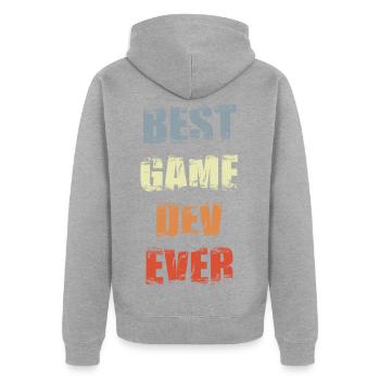 Motivation game development - Unisex Premium Organic Zip Hoodie - heather grey - Back - Nico (187cm)