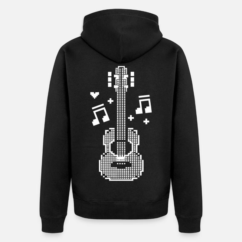 Ukulélé Pixel Art - Veste à capuche bio Premium Unisexe - noir