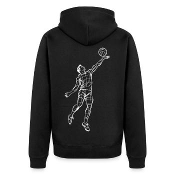 Volleyballspieler Skizze - Unisex Premium Bio Zip Hoodie - Schwarz - Hinten - Nico (187cm)