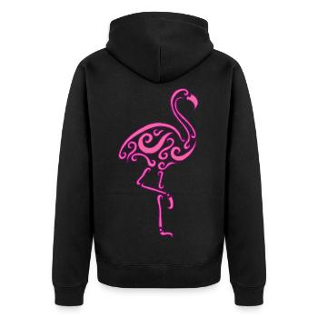 Ein rosafarbener Vogel - Unisex Premium Bio Zip Hoodie - Schwarz - Hinten - Nico (187cm)