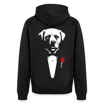 Ein Angebot dass du nicht ablehnen kannst - Unisex Premium Bio Zip Hoodie - Schwarz - Hinten - Nico (187cm)