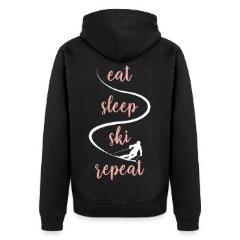 Eat Sleep Ski Repeat - Ski - Skiing Women - Unisex Premium Organic Zip Hoodie - black - Back - Nico (187cm)