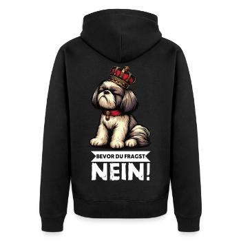 Bevor Du Fragst Nein Shih tzu Shih tzus Shih  - Unisex Premium Bio Zip Hoodie - Schwarz - Hinten - Nico (187cm)