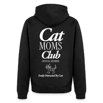 Cat Moms Club - Unisex Premium Bio Zip Hoodie - Schwarz - Hinten - Nico (187cm)