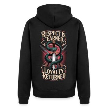 Le respect se mérite, la loyauté est retournée chemise - Veste à capuche bio Premium Unisexe - noir - Dos - Nico (187cm)