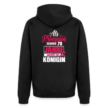 Königin zum 70. Geburtstag - 70 Jahre  - Unisex Premium Bio Zip Hoodie - Schwarz - Hinten - Nico (187cm)