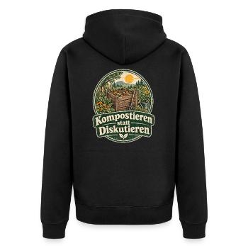 Kompostieren statt Diskutieren Gartenliebe - Unisex Premium Bio Zip Hoodie - Schwarz - Hinten - Nico (187cm)