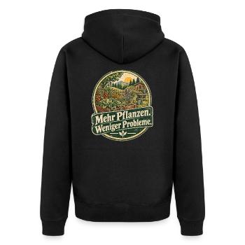 Gartenparadies: Mehr Pflanzen, Weniger Probleme - Unisex Premium Bio Zip Hoodie - Schwarz - Hinten - Nico (187cm)
