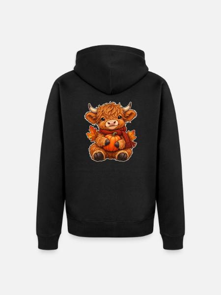 Gemütliche Highland-Kuh - Unisex Premium Bio Zip Hoodie - Schwarz
