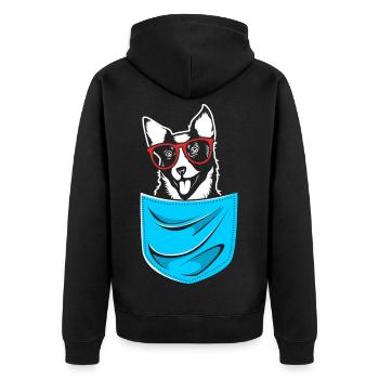 Australian Cattle Dog - Unisex Premium Bio Zip Hoodie - Schwarz - Hinten - Nico (187cm)