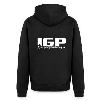 IGP RIESENSCHNAUZER Wilsigns Hundesport - Unisex Premium Bio Zip Hoodie - Schwarz - Hinten - Nico (187cm)