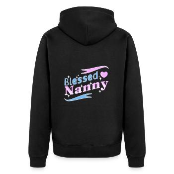 Nanny Babysitterin Tagesmutter - Unisex Premium Bio Zip Hoodie - Schwarz - Hinten - Nico (187cm)