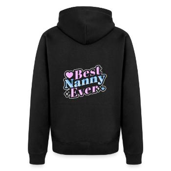 Nanny Babysitterin Tagesmutter - Unisex Premium Bio Zip Hoodie - Schwarz - Hinten - Nico (187cm)