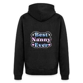 Nanny Babysitterin Tagesmutter - Unisex Premium Bio Zip Hoodie - Schwarz - Hinten - Nico (187cm)