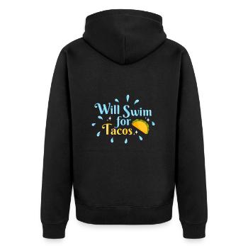 Schwimmen Schwimmer - Unisex Premium Bio Zip Hoodie - Schwarz - Hinten - Nico (187cm)