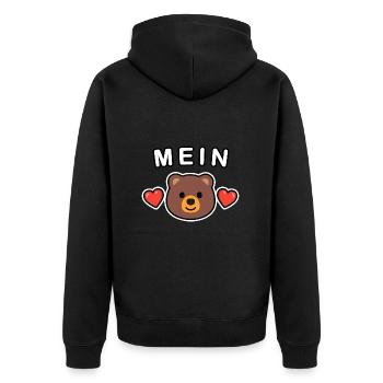 Mein Bär/Bärchen - Kosename für Deinen Schatz ❤️ - Unisex Premium Bio Zip Hoodie - Schwarz - Hinten - Nico (187cm)