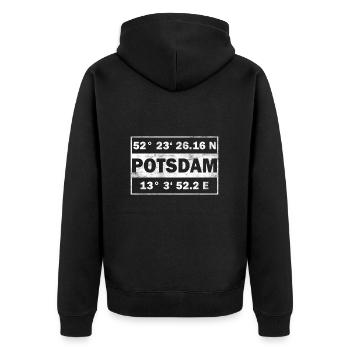 Potsdam Koordinaten Stadt Potsdam - Unisex Premium Bio Zip Hoodie - Schwarz - Hinten - Nico (187cm)