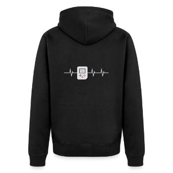Press Start - I love Retro Gaming - Unisex Premium Bio Zip Hoodie - Schwarz - Hinten - Nico (187cm)