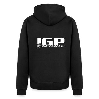 IGP BEAUCERON Hundesport Wilsigns Hunde Hund - Unisex Premium Bio Zip Hoodie - Schwarz - Hinten - Nico (187cm)