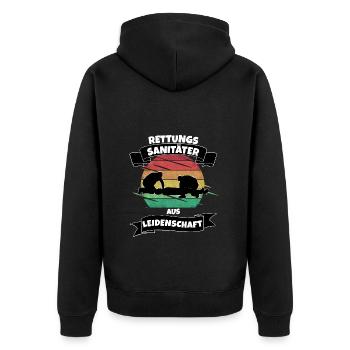 Rettungssanitäter aus Leidenschaft - Unisex Premium Bio Zip Hoodie - Schwarz - Hinten - Nico (187cm)