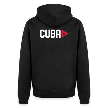 CUBA STAR CUBANO - Unisex Premium Bio Zip Hoodie - Schwarz - Hinten - Nico (187cm)