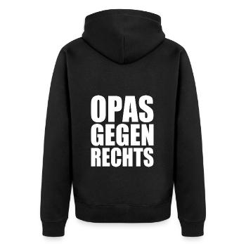 Opas gegen rechts - Unisex Premium Bio Zip Hoodie - Schwarz - Hinten - Nico (187cm)