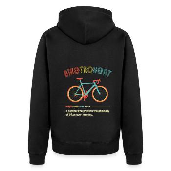 Biketrovert Funny Cycling Quote Introvert Cyclist - Unisex Premium Organic Zip Hoodie - black - Back - Nico (187cm)