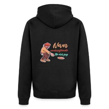 Disc Golf Frisbee - Unisex Premium Organic Zip Hoodie - black - Back - Nico (187cm)