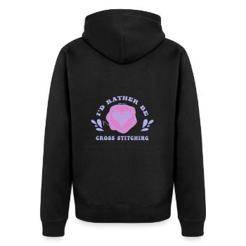 Cross Stitch Cross Stitch Embroidery - Unisex Premium Organic Zip Hoodie - black - Back - Nico (187cm)