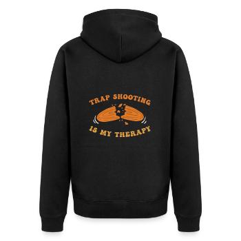 Tontaubenschießen - Unisex Premium Bio Zip Hoodie - Schwarz - Hinten - Nico (187cm)