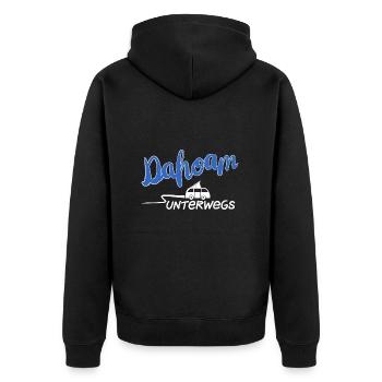 Unterwegs dahoam Campervan - Unisex Premium Bio Zip Hoodie - Schwarz - Hinten - Nico (187cm)