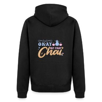Chai Latte Tee trinken Teetrinker - Unisex Premium Bio Zip Hoodie - Schwarz - Hinten - Nico (187cm)