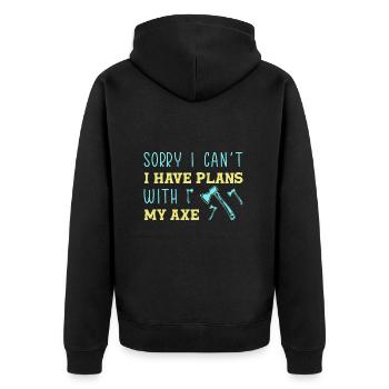 Axe throw axe throwing - Unisex Premium Organic Zip Hoodie - black - Back - Nico (187cm)