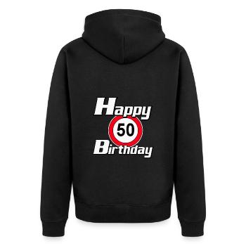 50e anniversaire , 50 ans , joyeux anniversaire 50 (25) - Veste à capuche bio Premium Unisexe - noir - Dos - Nico (187cm)