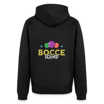 Boccia Boule Petanque - Unisex Premium Bio Zip Hoodie - Schwarz - Hinten - Nico (187cm)